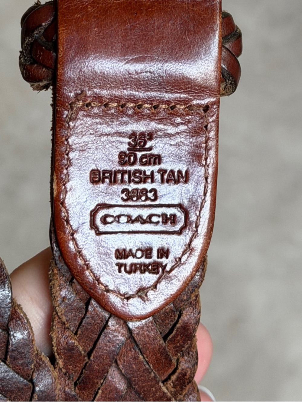 Coach vintage Braided Leather Belt cognac Brown 36” 90cm - Picture 2 of 8